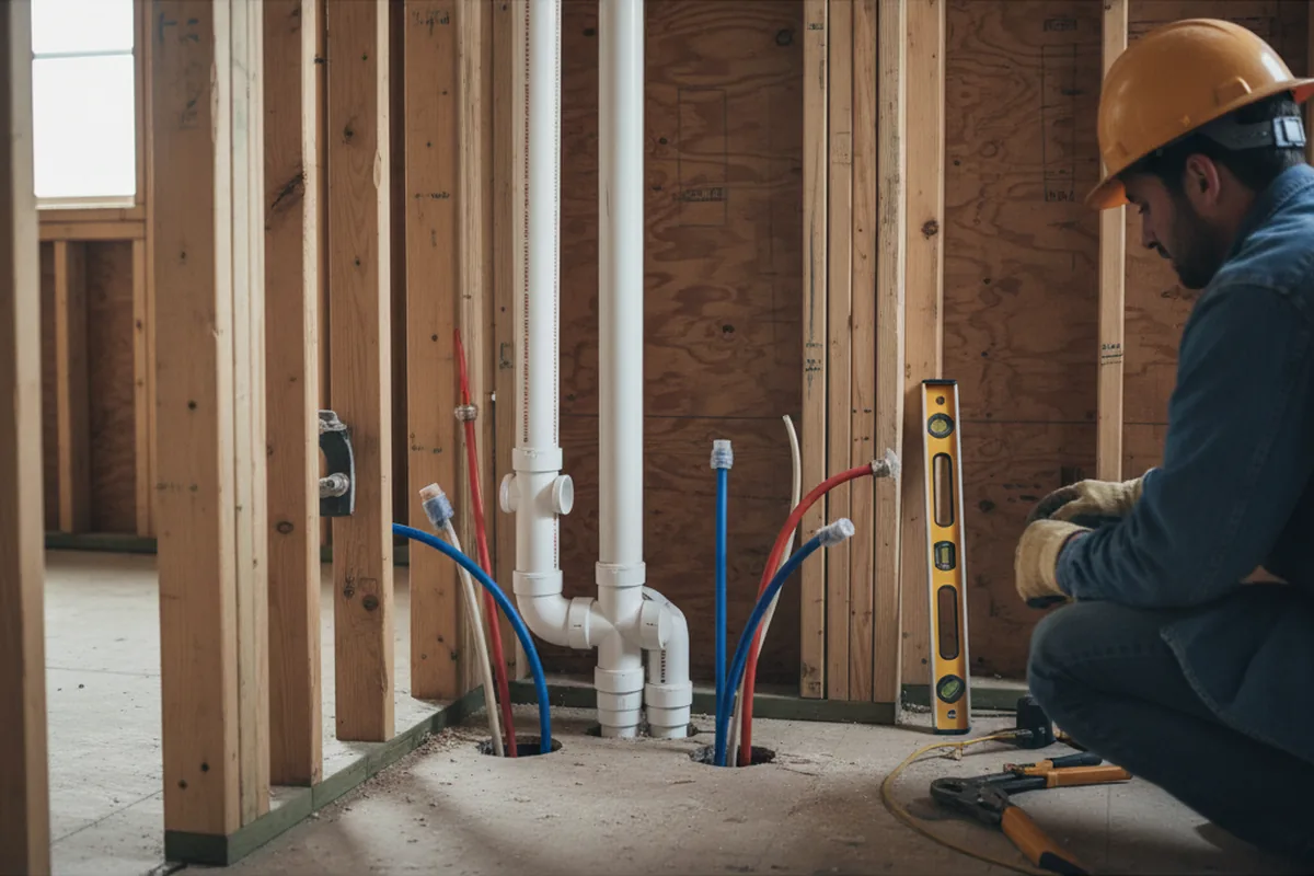 Drain and supply rough-in during Leak Detection in Bodega Bay