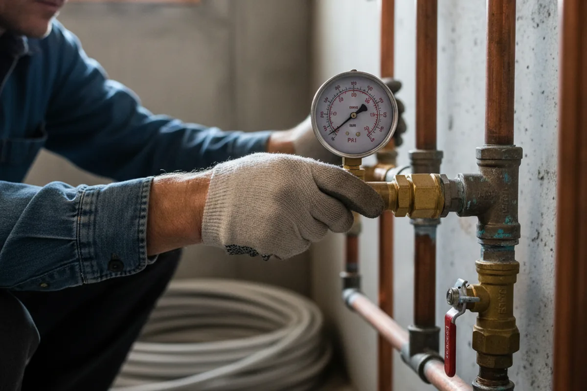 Pressure testing a repaired line during Water Line Repair in Bodega Bay